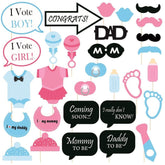 SYGA 33 Baby Shower Badges with 30 Party Photo Booth Props Combo